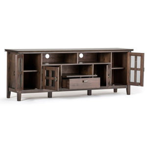 English Elm Artisan 72" Tv Media Stand - Handcrafted Solid Wood In Natural Aged Brown With Ample Storage Options B136P158701