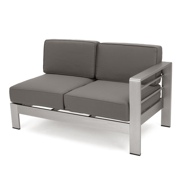 English Elm Cape Coral Outdoor Sectional Sofa Set with Aluminum Frame and Glass Top Coffee Table 57589.00