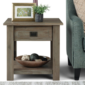 English Elm Monroe End Table - Handcrafted Distressed Grey Accent Piece With Storage For Living Spaces & More B136P158954