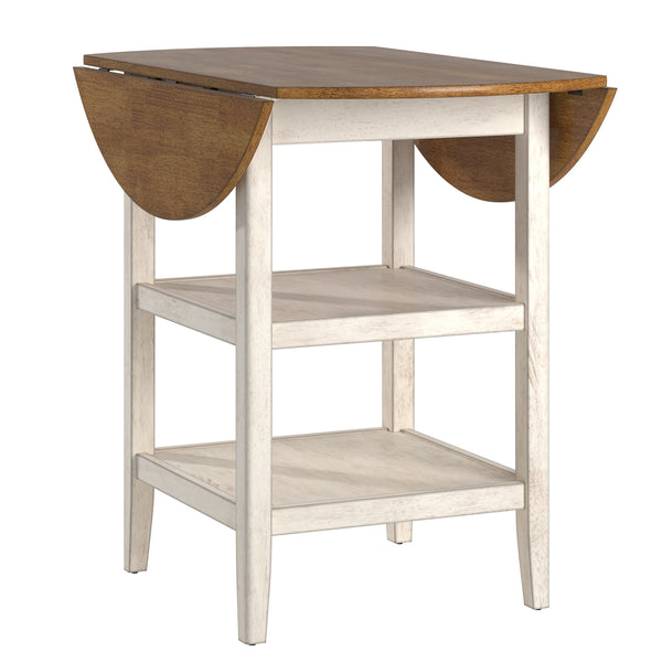 Homelegance By Top-Line Theordore Antique Finish Drop Leaf Round Counter Height Dining Set White Rubberwood