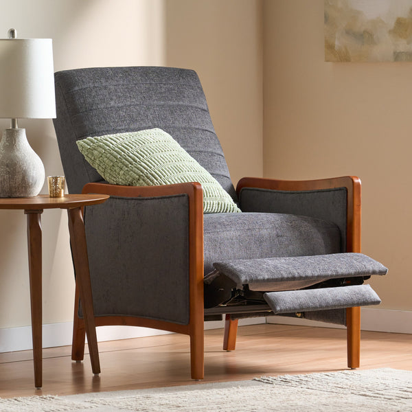 English Elm Christopher Knight Home® - Fabric Mid-Century Recliner Chair Grey – Pushback Upholstered Seat, Channel Stitching, Birch Wood Frame, Cozy 70451.00FGRY