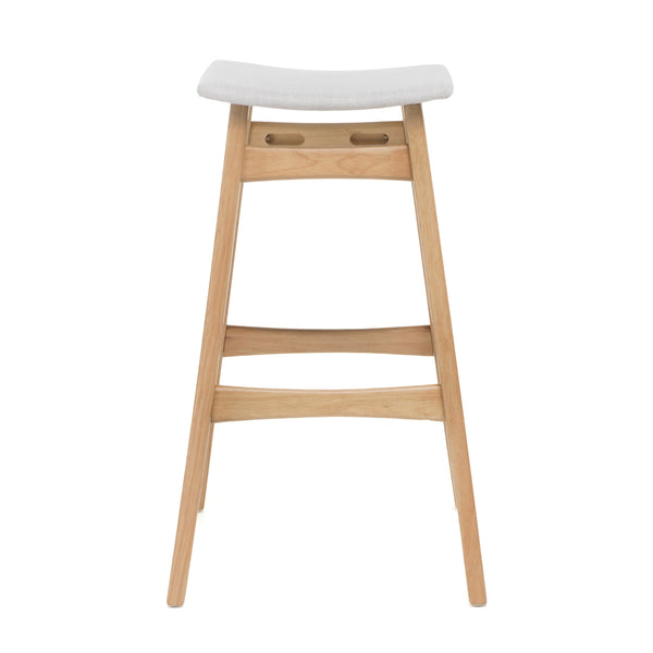 English Elm Christopher Knight Home® - Bar Stool Set Of 2 - Elegant Mid-Century Modern Design With Light Beige Upholstery & Oak Finish 58922.00LBE