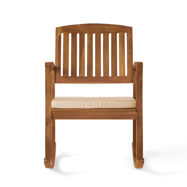 English Elm Acacia Hardwood Outdoor Rocking Chair with Cushions Slat Design for Porch or Deck 57496.00WCACA