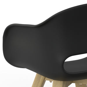 English Elm Kona Outdoor Dining Chair Set of 2 — Handcrafted Acacia Wood Base with Durable Molded Plastic Seat, Weather-Resistant Comfort Black B136P159377