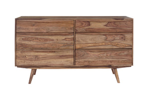 Porter Designs Porter Fusion Solid Sheesham Wood Dresser Table With Mid-century Flair & Unique Architectural Mirror Light Brown Wood 04-117-01-6750n