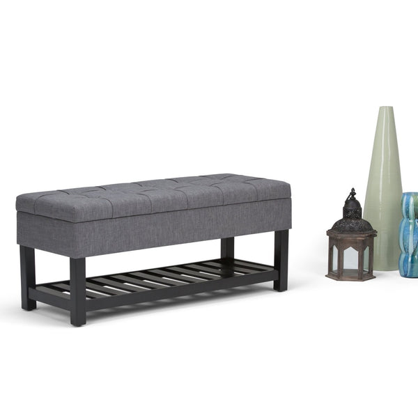 English Elm Saxon Storage Ottoman Bench In Slate Grey - Stylish, Versatile, And Functional Seating With Storage! B136P159133-GIGA