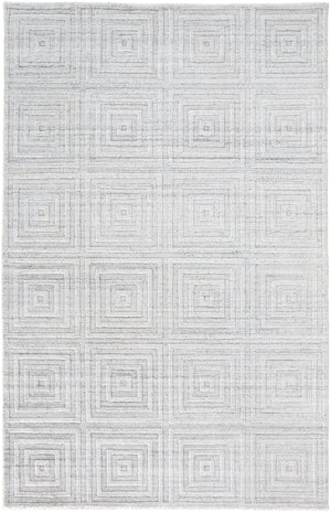 Feizy Rugs Red8670f Redford Handwoven Geometric Rug Collection - Stylish, Durable, And Artisan Crafted For Modern Homes White,Silver Viscose,Wool Red8670fwhtslvp00