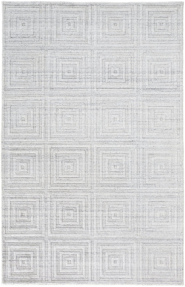 Feizy Rugs Red8670f Redford Handwoven Geometric Rug Collection - Stylish, Durable, And Artisan Crafted For Modern Homes White,Silver Viscose,Wool Red8670fwhtslvp00