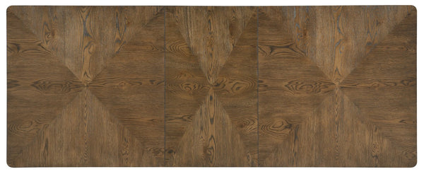 Hooker Furniture Chapman White Oak Extendable Dining Table In Sorrel With Hand‑Hammered Pewter Accents, 24" Leaf 6033-75200-85