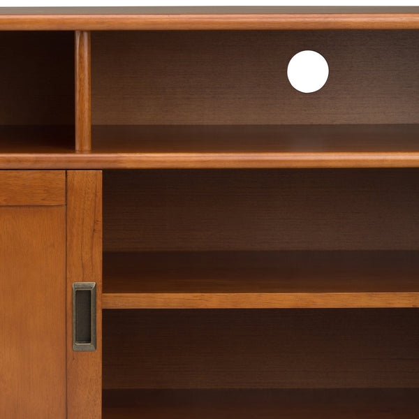 English Elm Draper - Elegant Mid Century Tall Tv Media Stand In Teak Brown With Storage & Cable Management Solutions B136P158155