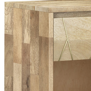 English Elm Jager Handcrafted Mango Wood Bedside Table with Soft-Close Drawer & Gold Inlay Legs, 22"W B136P158755