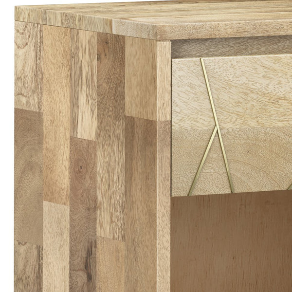 English Elm Jager Handcrafted Mango Wood Bedside Table with Soft-Close Drawer & Gold Inlay Legs, 22"W B136P158755