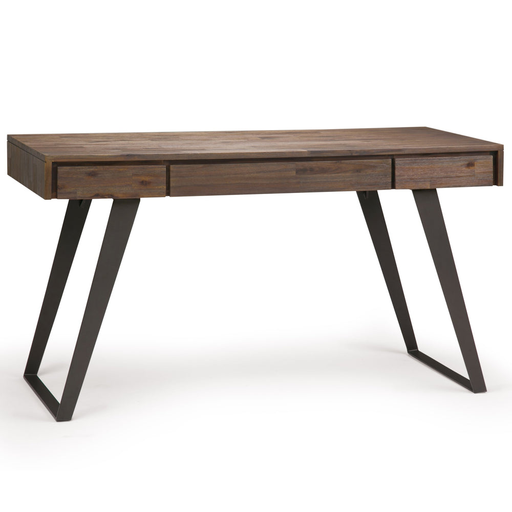 English Elm Lowry - Handcrafted Solid Acacia Desk With Rustic Finish, Metal Accents & Spacious Workspace Design B136P158879