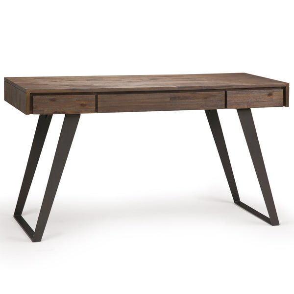 English Elm Lowry - Handcrafted Solid Acacia Desk With Rustic Finish, Metal Accents & Spacious Workspace Design B136P158879