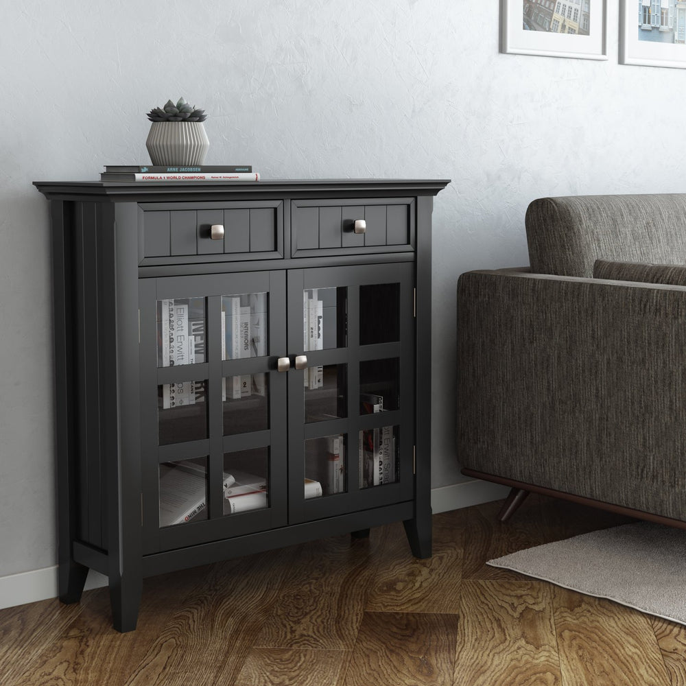 English Elm Acadian Entryway Storage Cabinet - Timeless Black Design With Adjustable Shelves & Drawers For Organization B136P158291