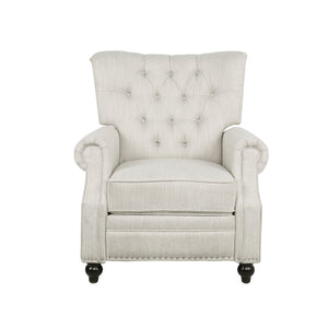 English Elm Christopher Knight Home® - Button Button Tufted Heavy Duty Manual Push-Back Recliner Chair with Nailhead Accents and Comfort Backrest Beige 71976.00