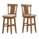 Homelegance By Top-Line Juliette Panel Back Wood Swivel Bar Stool Oak Rubberwood