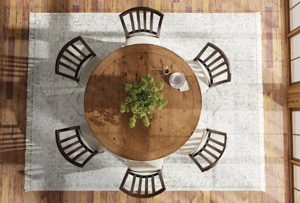 Hooker Furniture Big Sky Round Dining Table — 60" Rustic Hickory Top With Urn Pedestal, Distressed Vintage Natural Finish 6700-75203-97