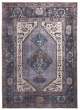 Feizy Rugs Percy Transitional Medallion Area Rug - Durable, Machine Washable, Stylishly Distressed Design For Any Space Blue,Brown,Ivory Polyester,Cotton,Viscose Prc39akfblugryf71