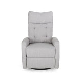 Christopher Knight Home® - Noble House - Woodglen Contemporary Glider Swivel Push Back Nursery Recliner - Light Gray and Black Finish