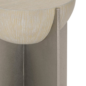 Bernhardt Bernhardt Solaria Accent Table — Cast Aluminum Nickel Pedestal, Dune Resin Half-Sphere Top, 24"H 310126