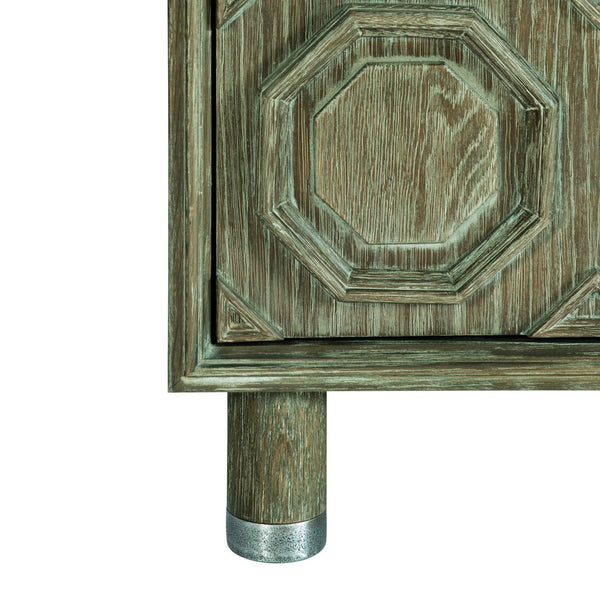 Bernhardt Bernhardt Art Deco Alhambra Credenza In Aspen Oak With Marquetry, Touch-Latch Doors & Nickel Caps 396845