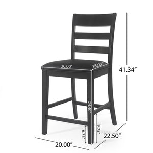 English Elm Christopher Knight Home® - Farmhouse Upholstered Wood Counter Stools Set of 2 — Rustic Ladderback PU Seats, Rubberwood Frame, Cozy Comfort Black 69005.00BLK