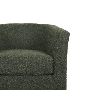 English Elm Swivel Barrel Club Chair Upholstered 360 Degree Base for Living Room Reading Nook 57685.00FBLKGRN