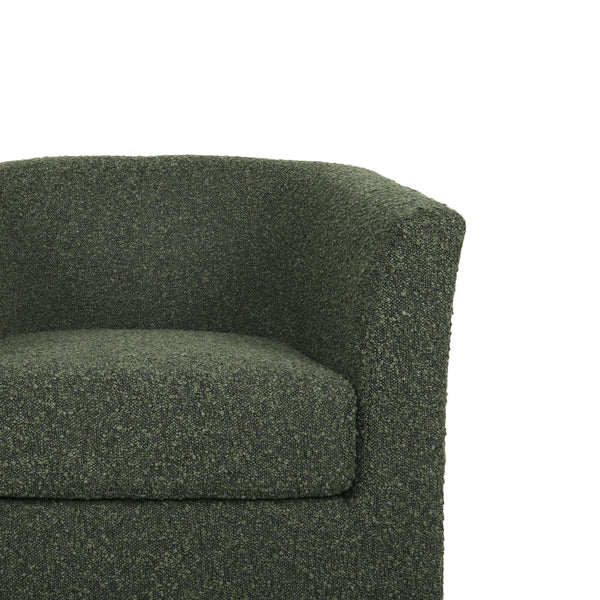 English Elm Swivel Barrel Club Chair Upholstered 360 Degree Base for Living Room Reading Nook 57685.00FBLKGRN