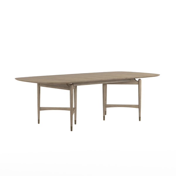 A.R.T. Furniture Finn Rectangular Dining Table – Mid-century Modern Design With Extendable Leaves & Antique Gold Accents Light Brown Parawood Solids,Elm Veneer,Metal 313220-2803