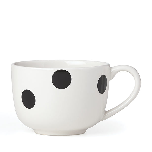 Lenox Kate Spade Deco Dot Black Latte Mug Black, WHITE STONEWARE 879393