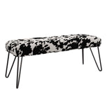 Homelegance By Top-Line Chayce Cowhide Print Metal Bench Black Fabric