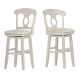 Homelegance By Top-Line Juliette Napoleon Back Wood Swivel Bar Stool White Rubberwood