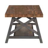 Homelegance By Top-Line Alastor Rustic X-Base Accent Tables Brown MDF