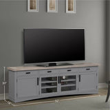 Parker House Americana Modern - Dove 92 In. TV Console Dove with Weathered Natural Top Poplar Solids / Birch Veneers with Oak Top AME#92-DOV