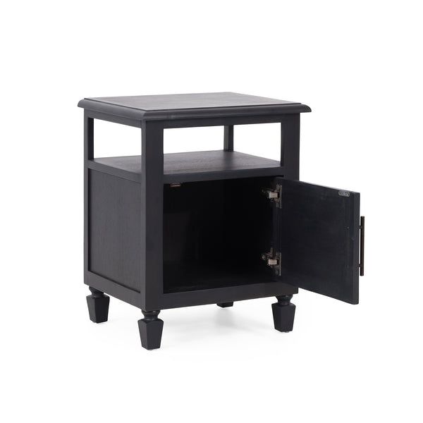 English Elm Christopher Knight Home® - NIGHTSTAND Rustic Dark Grey Acacia Wood with Cane Webbing, Cabinet + Open Shelf Storage, 15.75"W x 24"H 71931.00DGRY