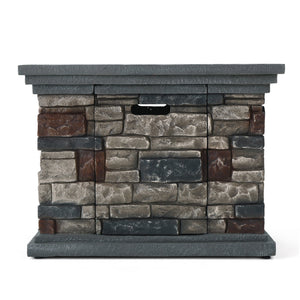 English Elm 32'' Square Mgo Propane Fire Pit Stone Finish 40000 Btu Outdoor Patio Centerpiece 57552.00-40K