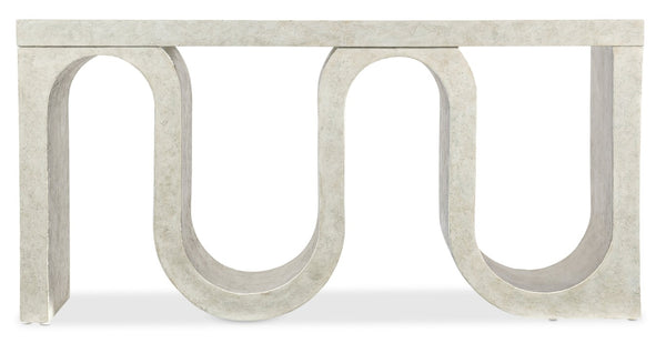 Hooker Furniture Melange Sculptural Snaked Console Table In Cream Textured Finish — Narrow Modern Sofa & Entryway Piece 628-85158-05