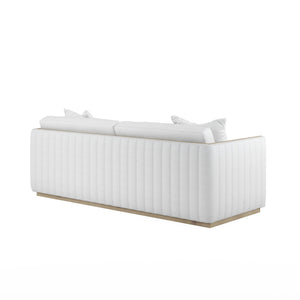 A.R.T. Furniture Cassat Channeled Sofa In Okla Snow With Washed Oak Accents - Casual Contemporary Comfort & Style White Parawood Solids With Ash Embossing,Foam,Fabric 522501-5302aa
