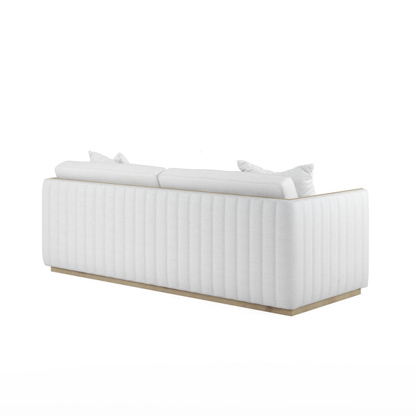 A.R.T. Furniture Cassat Channeled Sofa In Okla Snow With Washed Oak Accents - Casual Contemporary Comfort & Style White Parawood Solids With Ash Embossing,Foam,Fabric 522501-5302aa