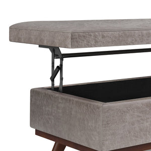 English Elm Owen Lift Top Coffee Table Ottoman - Distressed Grey Vegan Leather, Ample Storage & Versatile Design B136P159167-GIGA