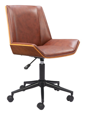 Zuo Modern Maker Office Chair - Stylish Modern Design With High-quality Vinyl, Plywood, And Steel Construction Brown 100% Polyurethane,Plywood,Steel 110567-zuo-modern