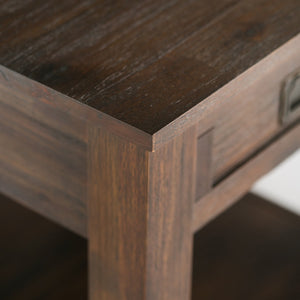 English Elm Monroe End Table - Rustic Distressed Charcoal Brown Acacia Wood With Storage & Vintage Charm B136P158953