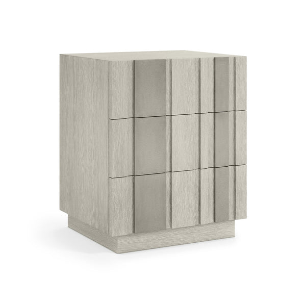 Bernhardt Bernhardt Tempo Nightstand With Wire‑Brushed Oak, Sandblasted Aluminum Overlays & Usb Charging — Rustic Modern Appeal 346230