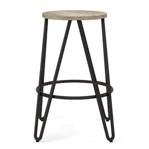 English Elm Simeon 24" Industrial Counter Height Stool With Solid Elm Seat & Black Metal Hairpin Legs - Stylish! B136P159607-GIGA