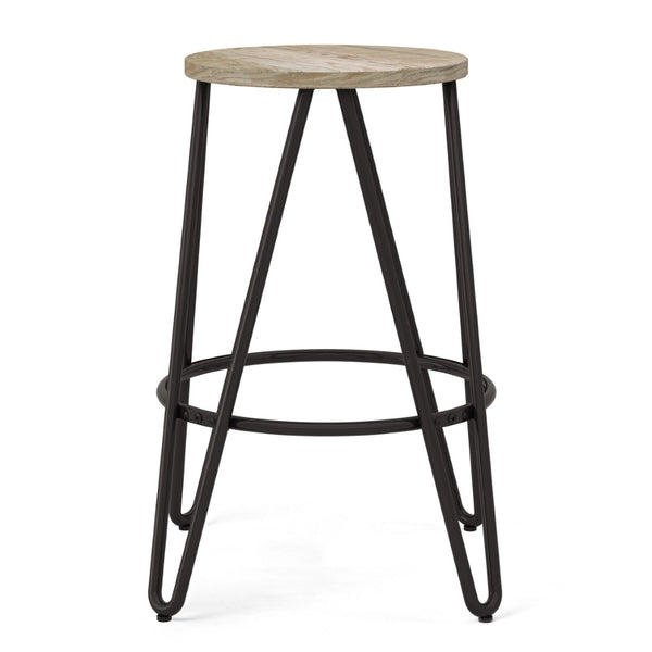 English Elm Simeon 24" Industrial Counter Height Stool With Solid Elm Seat & Black Metal Hairpin Legs - Stylish! B136P159607-GIGA
