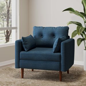 English Elm Christopher Knight Home® - CLUB Chair with Plush Fabric Upholstery and Walnut Birch Legs — Stylish Comfortable Accent Seating for Living Rooms Navy Blue 30.75 L x 25.75 W x 21 H 71571.00