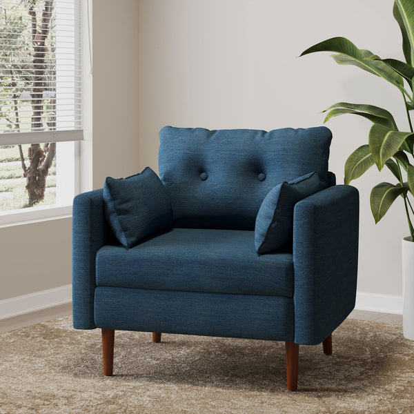 English Elm Christopher Knight Home® - CLUB Chair with Plush Fabric Upholstery and Walnut Birch Legs — Stylish Comfortable Accent Seating for Living Rooms Navy Blue 30.75 L x 25.75 W x 21 H 71571.00
