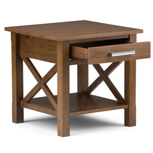 English Elm Kitchener End Table - Handcrafted Solid Wood In Medium Saddle Brown With Storage & Modern Design B136P158208