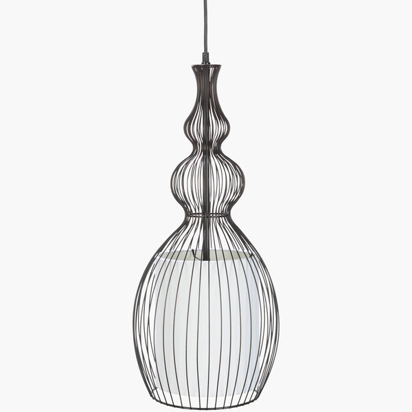 Surya Quinton Modern 12"L X 12"W X 13"H Pendant Light - Stylish, Hand-finished Decor For Your Home Fixture, Black Steel,Linen Qtn-002